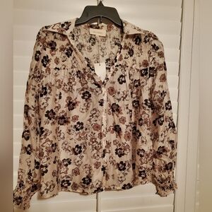 NWT Melloday Floral Blouse in Cream and Black